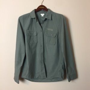 J. Crew Olive Green Utility Button Down Shirt